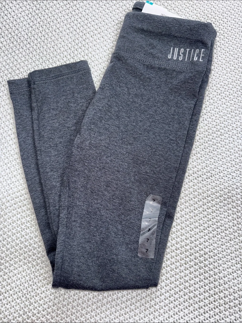 Bundle Justice Black Girls' Leggings with Gray Logo Patch